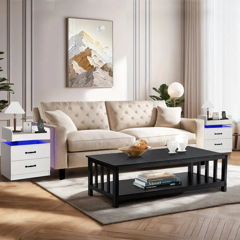 Multi - Function LED Nightstand: Charge & Glow in Style