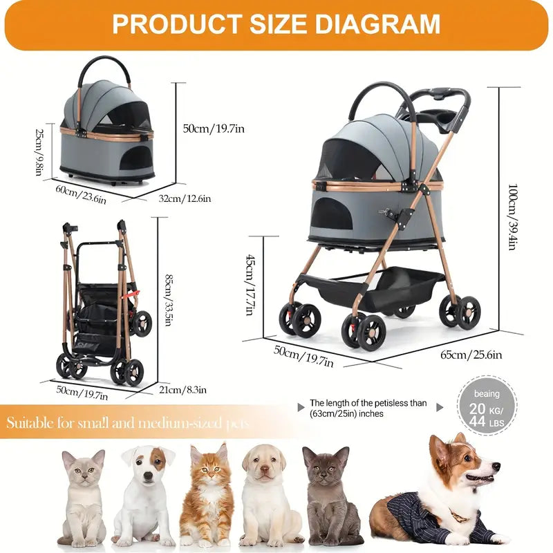 Multifunctional pet stroller