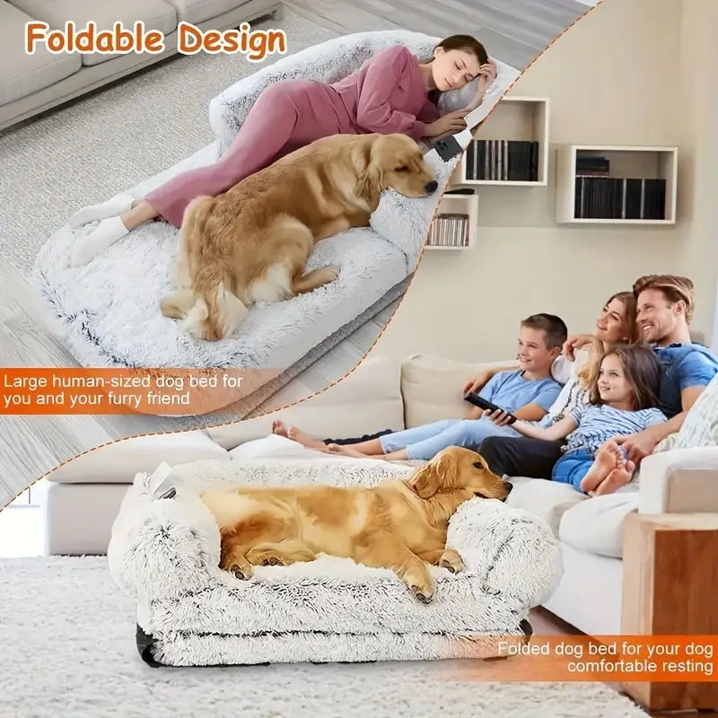 Large pet bed, foldable, suitable for lying with your pet