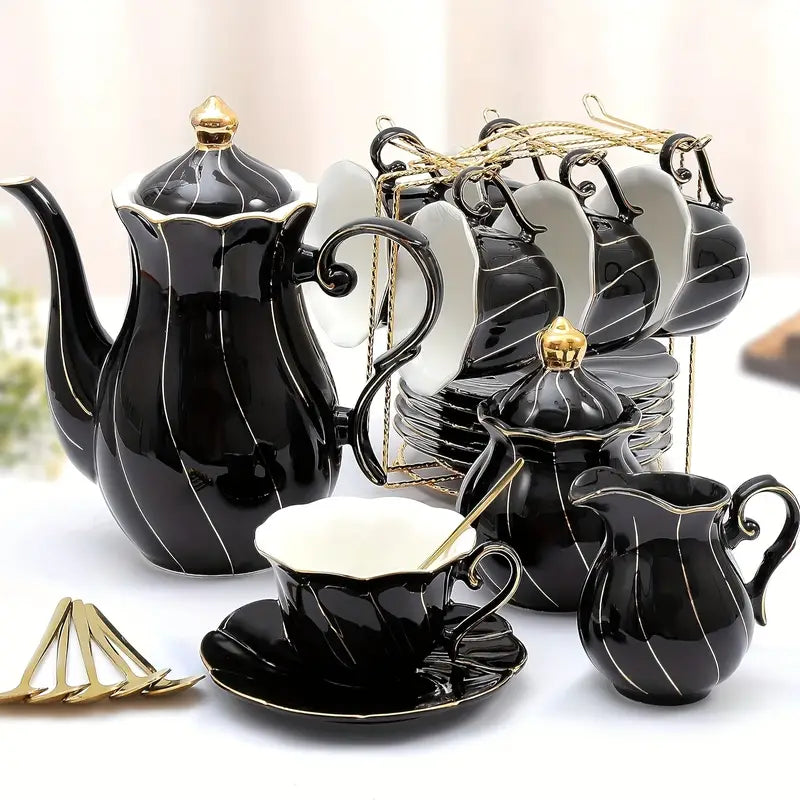 HSYTEK 22pcs Ceramic Tea Sets For Women Tea Party