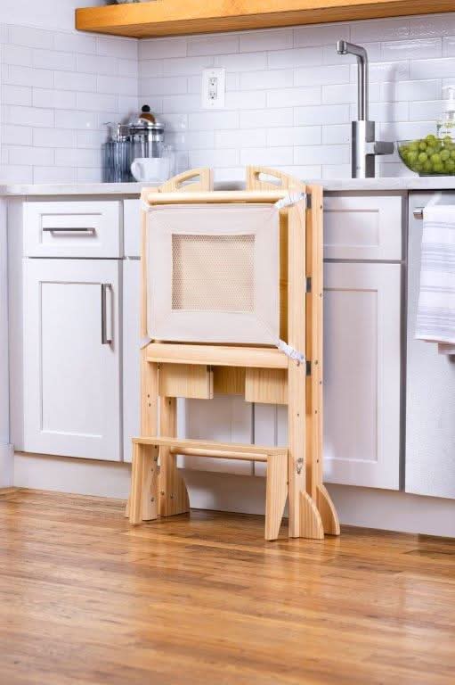 3-in-1 Foldable Kitchen Tower, Step Stool & Chalkboard for Toddlers