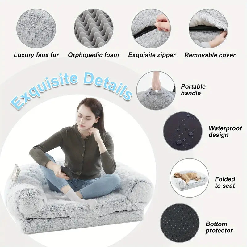 Large pet bed, foldable, suitable for lying with your pet