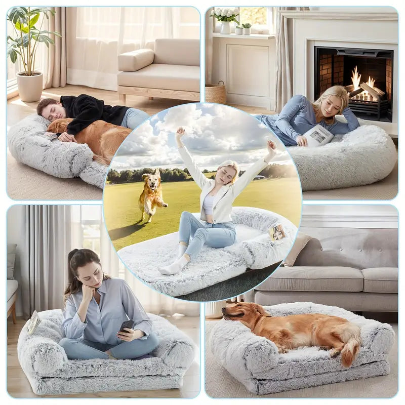 Large pet bed, foldable, suitable for lying with your pet