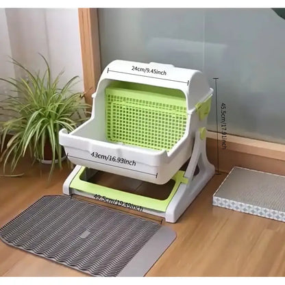 Semi-automatic cat litter box cleaning