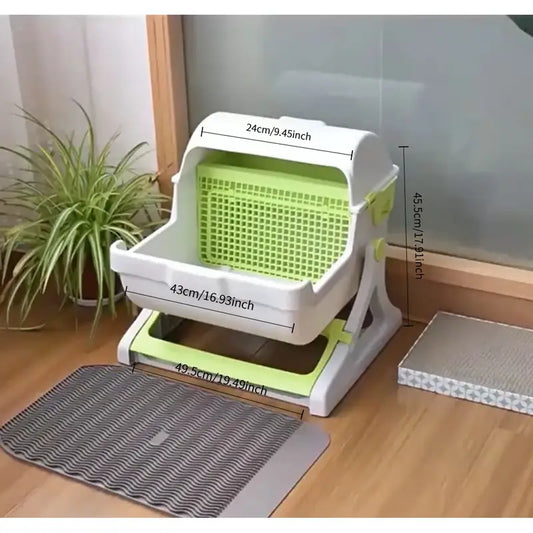 Semi-automatic cat litter box cleaning