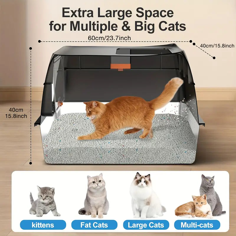 Extra large stainless steel double entry cat litter box