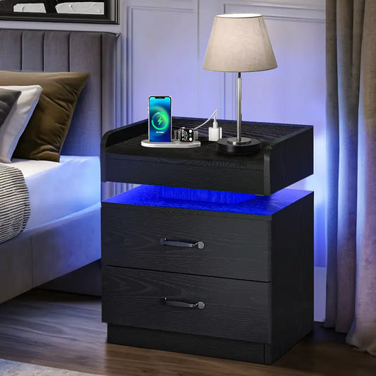 Multi - Function LED Nightstand: Charge & Glow in Style