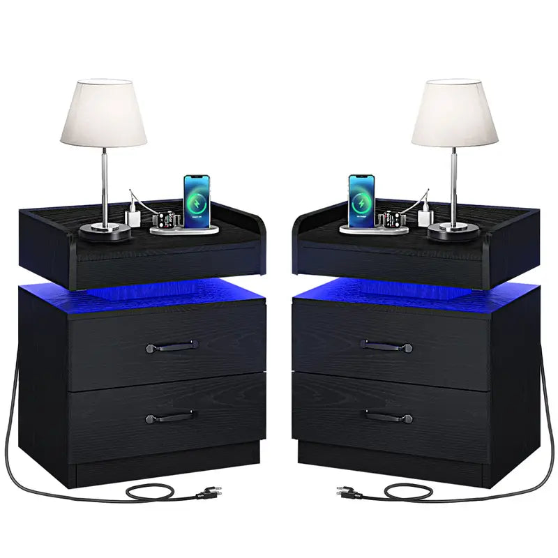 Multi - Function LED Nightstand: Charge & Glow in Style