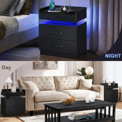 Multi - Function LED Nightstand: Charge & Glow in Style
