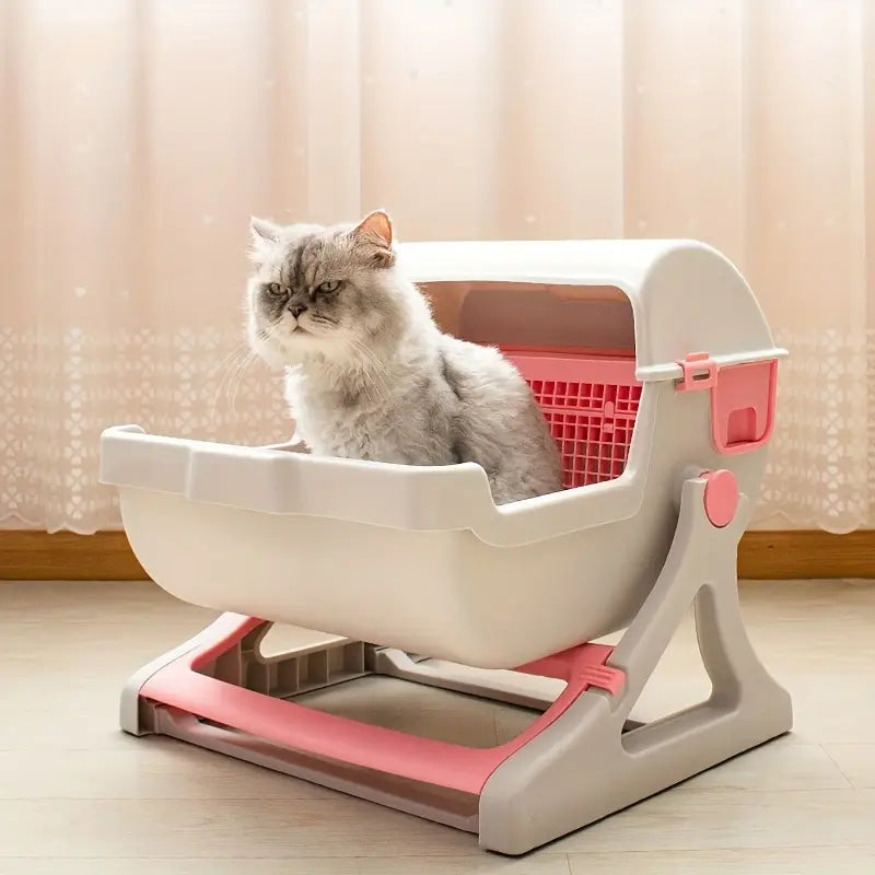 Semi-automatic cat litter box cleaning