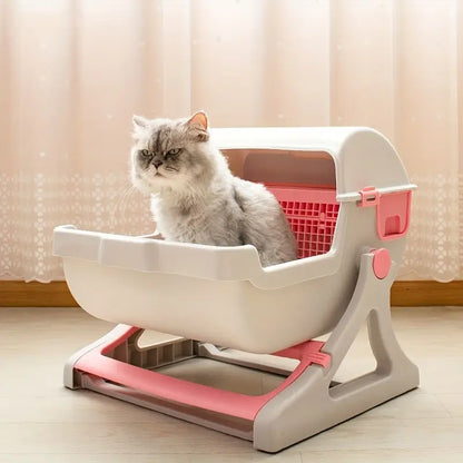 Semi-automatic cat litter box cleaning